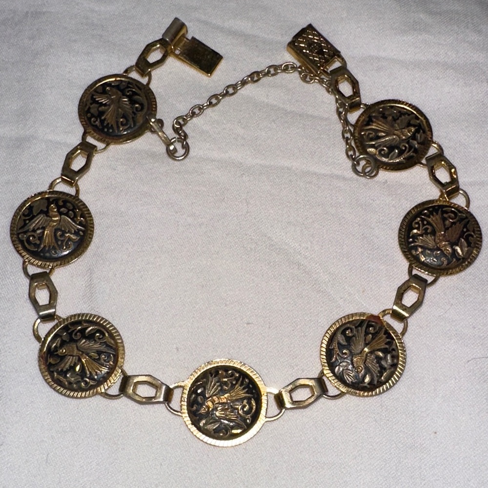 Vintage Gold Coin Link Bracelet